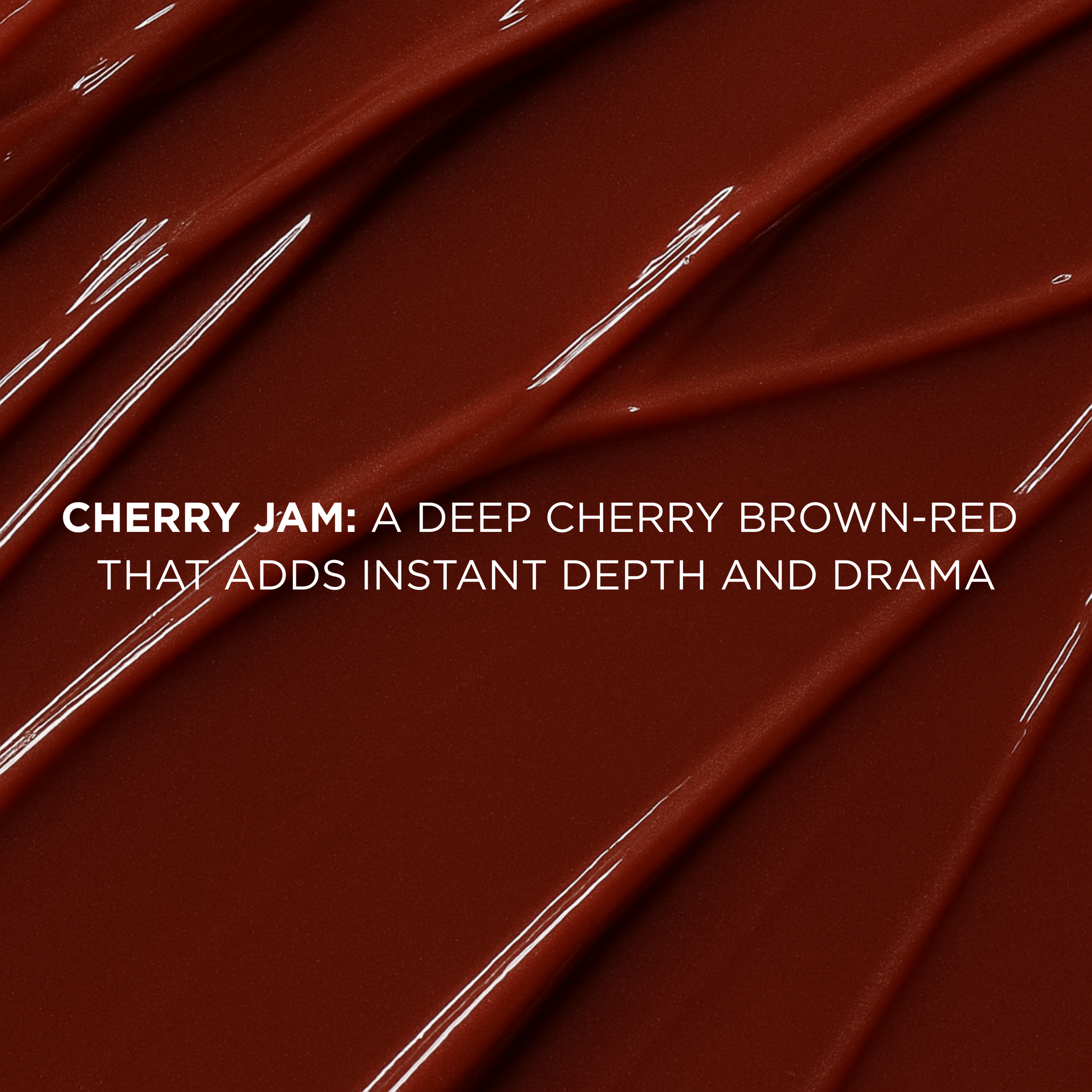 Close-up of cherry cola lip butter with text describing its color.
