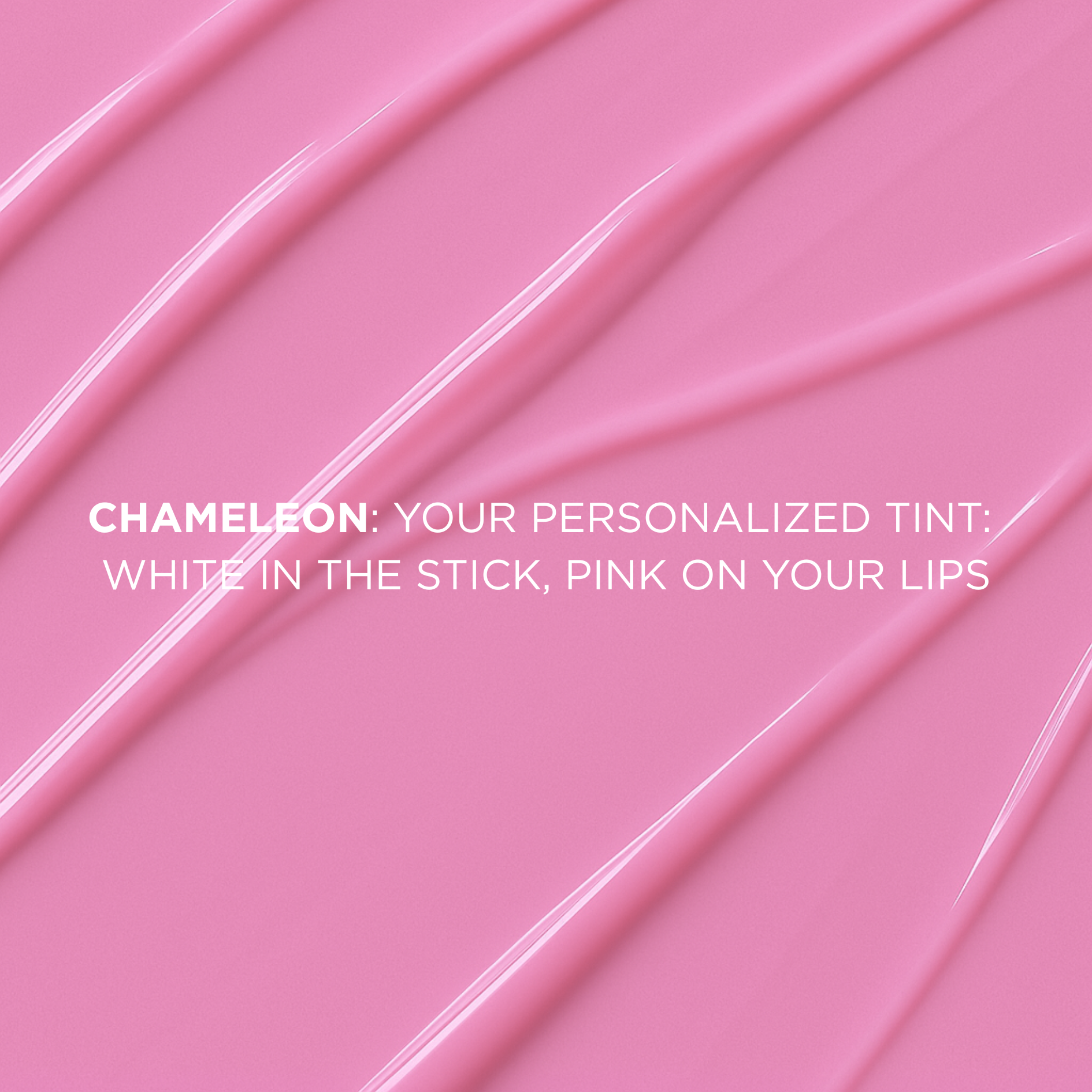 Close-up of pink lip lip butter with text describing its color.